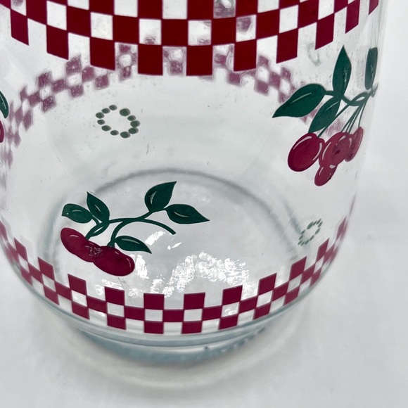 🍒 Vintage KIG Malaysia Cherries & Checkers Glass Pitcher MCM Kitchen Decor - Picture 8 of 8